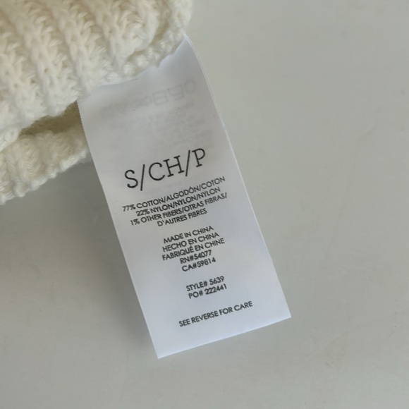 Cabi Ace pullover cream knit vneck sweater bell sleeve red blue stripe side slit - Picture 13 of 16